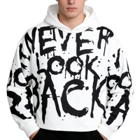 Sudadera con Capucha Unisex de Estilo Urbano con Estampado de Texto en Inglés y Fuente de Grafiti, Tejida, Holgada, con Cierre, Ecológica, para Otoño