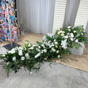 Corredor de casamento artificial branco rosa e flores verdes corredor de venda quente decoração - Product Image 2