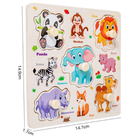 Dibujos animados vehículo Animal frutas rompecabezas de madera mano agarrar juegos de mesa niños educativos Diy Montessori juguetes para niños niñas