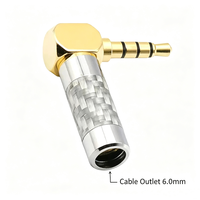 Câble pour casque stéréo 3,5 mm, prise en fibre de carbone dorée, coudé à 90 degrés