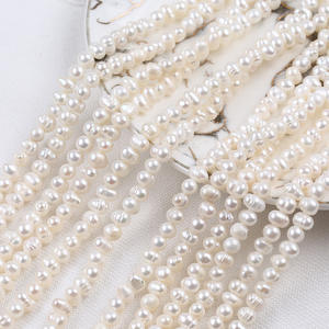 Perles d'eau douce blanches naturelles de 4-5 mm, perles en vrac, petit collier de perles, accessoires de bijoux DIY, boucles d'oreilles et collier, semi-finis, perforés - Product Image 2