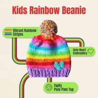 Gorro de Bebé Personalizado con Pompón de Corazón Arcoíris, 100% Algodón, Tejido Suave, Gorro Infantil, Estilo Urbano para Viajes, Venta al Por Mayor
