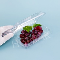 300A Gerecycled RPET geventileerde transparante clamshell punnet plastic verpakking voor blauwe bessen, frambozen en verse bessen