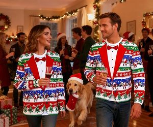 Pull <span class=keywords><strong>de</strong></span> Noël <span class=keywords><strong>moche</strong></span> pour homme, drôle, flocon <span class=keywords><strong>de</strong></span> neige, Père Noël, hilarant, imprimé, surdimensionné, doux, pull à manches longues, <span class=keywords><strong>t</strong></span>-<span class=keywords><strong>shirt</strong></span> - Product Image 5