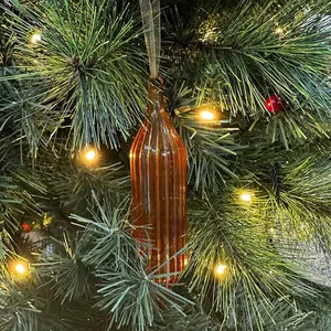 Simple Design Christmas Atmosphere Glass Ornaments DIY Design Party Decorations Orange Vertical Stripes Glass Icicle Ornaments