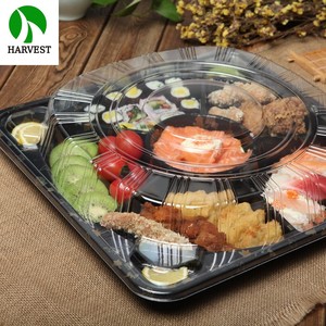 multi-division plastic sushi party tray SR-12 sushi serving tray with lid