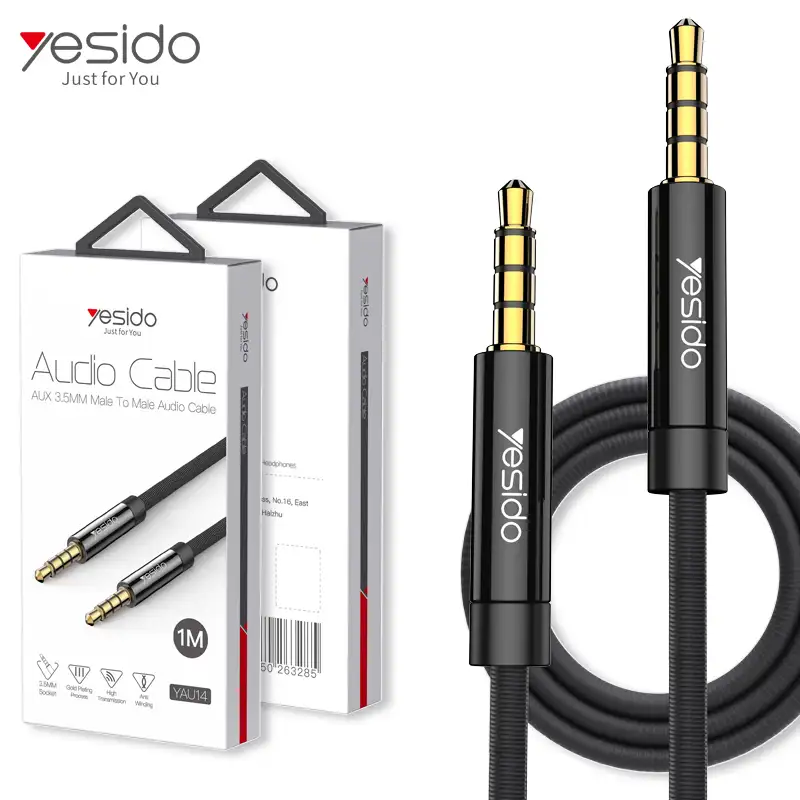 Audio intrecciato Nylon di Yesido 1 2 3 tester trasmette i connettori di 3.5Mm al cavo dell'audio dell'altoparlante di Jack di 3.5Mm Aux