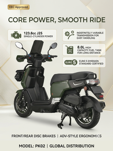 Scooter à essence 125cc de style aventure avec pare-brise, panier avant, grand réservoir de 8L, cyclomoteur robuste pour le camping et les trajets quotidiens - Product Image 4