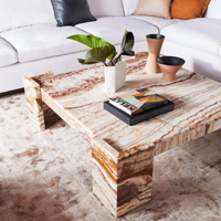 Wohnzimmer-Mittelpunkt: Luxuriöser Couchtisch aus Onyx-Marmor und Jadestein – Modernes Design für Ihr Café
