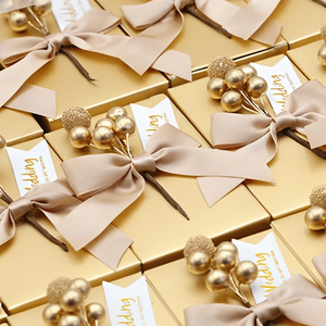 Gordon Ribbons <strong>Gift</strong> Boxes <strong>Bow</strong> 5 cm Self-adhesive Satin <strong>Bows</strong> With Gold Berry Pre Made Christmas <strong>Bow</strong> for Holiday Box Wrapping - Product Image 1