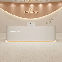 Bureau d'accueil en bois simple et moderne pour clinique dentaire Salon de beauté Studio de yoga Centre de soins post-partum Classe de danse Front d'entreprise