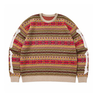 Pull ras du cou pour homme 100% coton, motif squelette, jacquard Fair Isle, coupe oversize, style vintage streetwear, automne hiver, vente en gros OEM