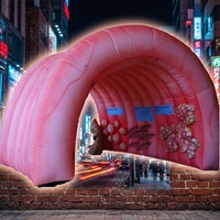 Arche gonflable d'Halloween, tunnel rond, tente gonflable, portail d'entrée de maison hantée avec citrouille et fantôme effrayants pour jardin extérieur