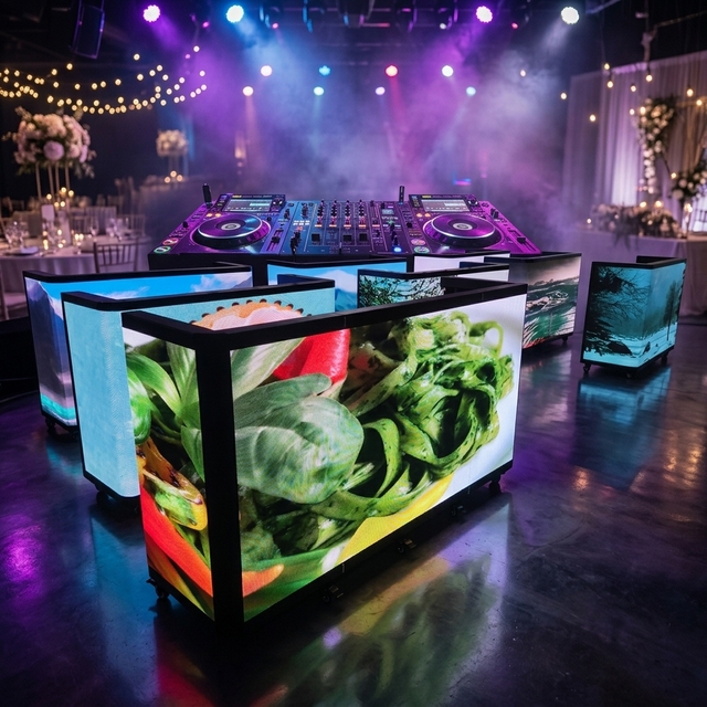 Indoor Fold LED DJ Booth Table Facade Video Wall Display Foldable DJ Booth for Nightclub Stage Music Club Events