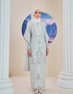 SIPO EID musulman Abaya ensemble Malaisie vêtements pour femmes 2 pièces Abaya costumes dentelle perle baju kurung gros vêtements islamiques - Product Image 3