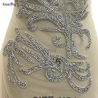 WDP-485 or strass appliqué corsage argent robe couture Patch décoratif fleur vêtement accessoires pour vêtements