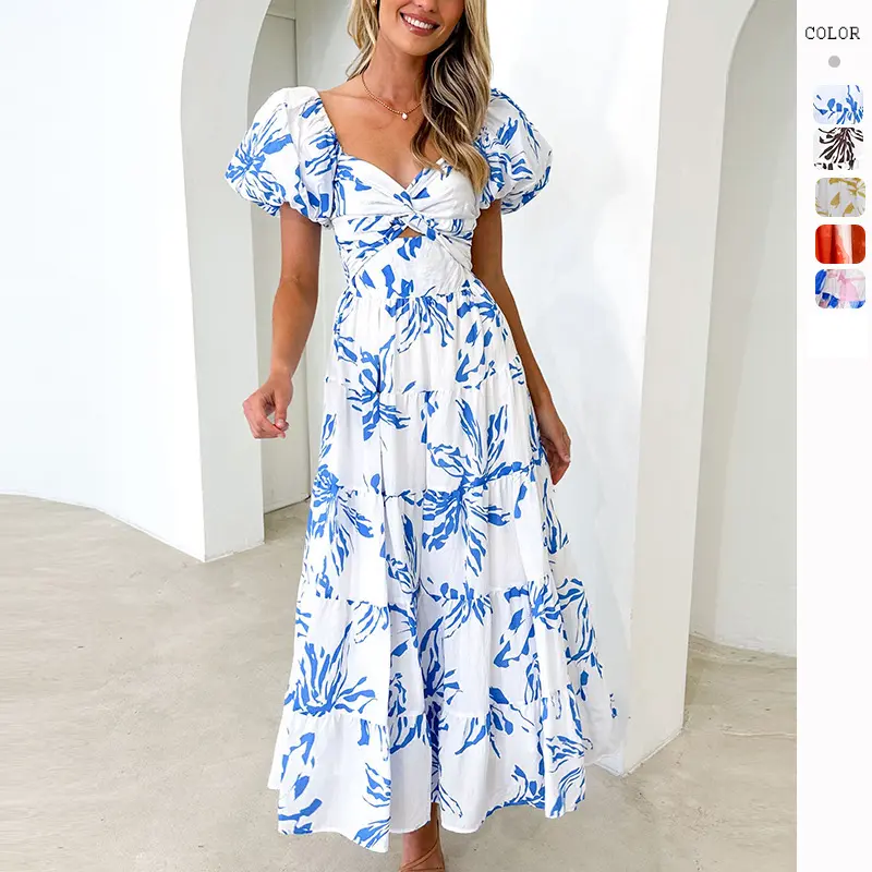 Dames Casual Elegante Print Bloemen, Sexy 2024 Jurk Nieuwkomers Met Geweldige Prijs Hot Selling Vrouwen Dames Jurken/