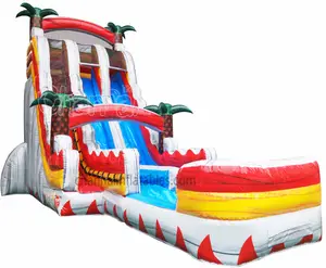 Customize Palm Tree Giant Inflatables Summer Classic Bouncy Castle Bouncer Games Jumping Water Slide With Pool