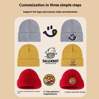 Vente en gros de bonnets d'hiver en laine brodés de haute qualité, tricotés et promotionnels, avec logo personnalisé, bonnet en forme de crâne