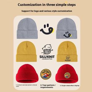 للبيع بالجملة قبعة صوف شتوية محبوكة ترويجية عالية الجودة مطرزة سادة قماش يتميز بشعار مخصص قبعة جمجمة - Product Image 2