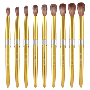 Luxury 9 Size Kolinsky Acrylic <b>Nail</b> Brush Set Glossy Gold Metal Handle for Acrylic Powder <b>Extension</b> - Product Image 2