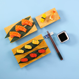 Bambus Vente en gros Plateau à sushi japonais biodégradable rectangulaire en bois pour service de sushi avec logo personnalisé - Product Image 6
