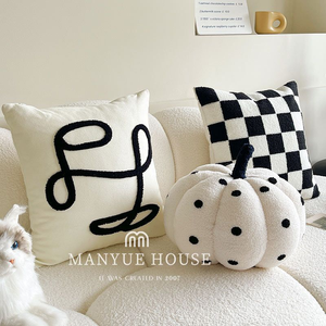 Cuscino per Finestra a Bovindo in Stile INS, Quadrato, con Motivo a Scacchiera, Estetica Francese Crema, Carino, Lusso Leggero, in Camoscio, con Federa Lavabile - Product Image 3