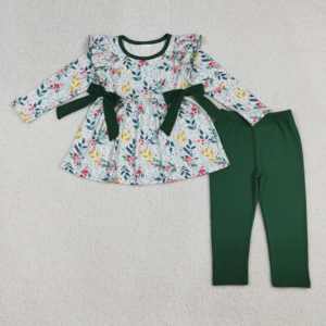 RTS Noël Jardin Fleur Filles Vêtements Tenues Mignon En Gros Bébé Fille Vêtements Volants Enfants Vêtements 2 Pièces Ensembles - Product Image 2
