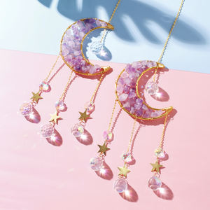 Artilady-abalorios de viento para pared, atrapasol de luna con piedra de cristal de cuarzo crudo, bola colgante, Prisma de ventana, decoración del hogar - Product Image 6