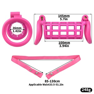 Jaula <span class=keywords><strong>de</strong></span> Castidad Masculina con Diseño <span class=keywords><strong>de</strong></span> Pájaro <span class=keywords><strong>de</strong></span> Doble Pezón, Resina 3D Integrada, con Cinturón Elástico Auxiliar - Product Image 3