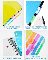 Cuaderno encuadernado en espiral de tapa dura A4 A5 con logotipo personalizado hecho a máquina, diario de PP, libro de escritura, Índice de colores, divisor de pestañas, precio competitivo