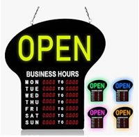 Commerciële RGB LED OPEN BUSINESS HOUR BORD Verlicht LED-bord met geopende-ureninformatie voor restaurant, salon, entree, wanddecoratie