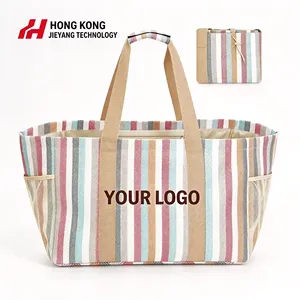 Color Stripe Beach <b>Bag</b> Wholesale High Quality Shopping <b>Tote</b> <b>Bag</b> <b>With</b> Inside Zip <b>Pocket</b> And Side Mesh <b>Pocket</b> For Traveling - Product Image 1
