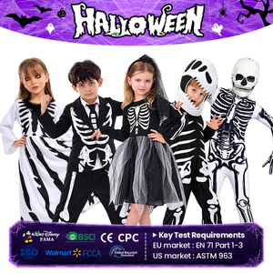 Disfraz <span class=keywords><strong>de</strong></span> Halloween <span class=keywords><strong>de</strong></span> película <span class=keywords><strong>de</strong></span> terror con estampado <span class=keywords><strong>de</strong></span> huesos, vestido con cuello <span class=keywords><strong>de</strong></span> piel sintética, falda <span class=keywords><strong>de</strong></span> tul y chaleco, trajes unisex para niños, espeluznante - Product Image 1