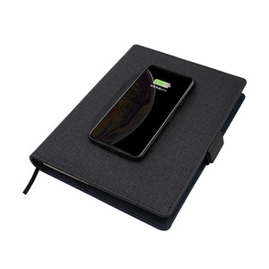 8000mah Wireless Charging Notebook Powerbank <strong>PU</strong> <strong>Leather</strong> Design with Charger Base and Phone Holder LI-Polymer Battery - Product Image 2
