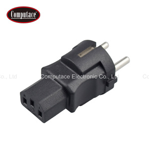 Adaptador de Corriente Recto con Enchufe Macho CEE 7/7 Negro a Conector Hembra IEC C13, Conector de Alimentación Estándar de 10A 250V para Monitor de PC y TV - Product Image 1