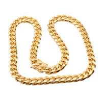 Ensemble Bijoux Maille Cubaine Remplie d'Or en Acier Inoxydable 316L, Chaînes pour Hommes en Acier Inoxydable Plaqué Or 18K 22 Carats, 20 mm 1,3 cm