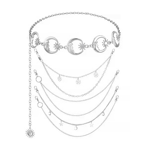 Moon Body <b>Chain</b> Tibetan Silver Multiple Layers Women's Waist <b>Chain</b> Party Hip Hop Style - Product Image 1