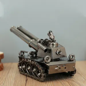 Alta Qualidade Ferro De Metal Artesanato Tanque Modelo Decoração Por Atacado Vintage Figurines Home Decor Ornamentos Metal Brinquedos Presentes Artesanato