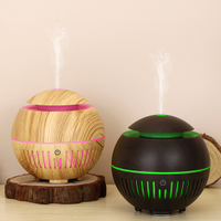 Diffuseur d'huiles essentielles ultrasonique miniature en bois grainé, lampe LED couleur 160 ml, humidificateur d'air pour la maison et le bureau, aromathérapie USB