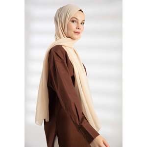 Pañuelo de Chifón para Mujer, Color Beige Liso, Teñido, de Viscosa - Product Image 2