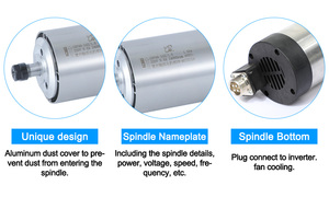 HQD Round Shape Air Cooling 1.5kw ER11 High Speed Spindle Motor for <b>Mini</b> <b>Router</b> GDF80-24Z/1.5 HQD Round Shape Air Cooling 1.5kw - Product Image 2