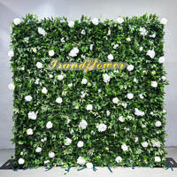 Mur de fleurs artificielles en soie faites à la main, roses blanches et verdure, pour décoration de mariage/Noël/événements – Nouveauté 2025, Vente Flash Usine