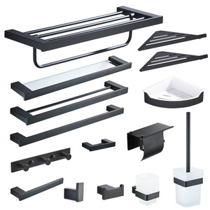 Chengming Sanitary Ware - Toallero de Baño de Acero Inoxidable Negro, 50X30CM, Estante de Almacenamiento Montado en la Pared, Estilo Nórdico - Product Image 5