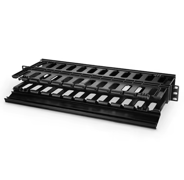 19-Inch 2U Horizontal Double-Sided Finger Duct Cable Manager | Rack-Mount Network Cable Organizer