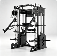 Dinuo Multi Functional Home Gym Smith Machine Power Rack, Système de croisement de câbles, Rack à squats intégré pour l'entraînement de force
