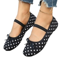 Escarpins plats à bout rond et pois pour femmes grandes tailles ; Nouvelles chaussures habillées légères Mary Jane tendance en gros