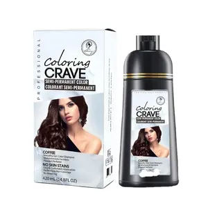 Organic herbal gray hair dye shampoo black burgundy red brown purple color shampoo