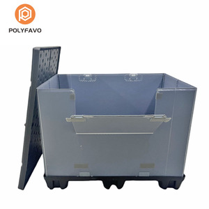 Boîte de protection pour palettes en HDPE, pliable, pour l'emballage de pièces automobiles, avec couvercle extensible et sangle - Product Image 2