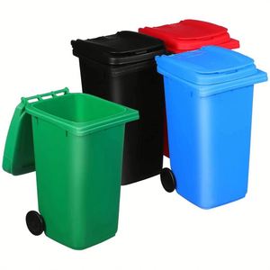 Custom Logo Plastic Mini Trash Can Pen Holder <b>Wheelie</b> <b>Bin</b> Shape Desktop Stationery Organizer for Promotional Activities - Product Image 4